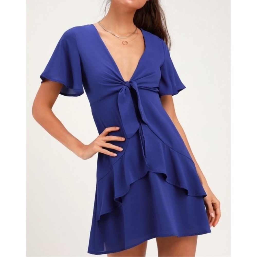 Lulus Royal blue tie front dress